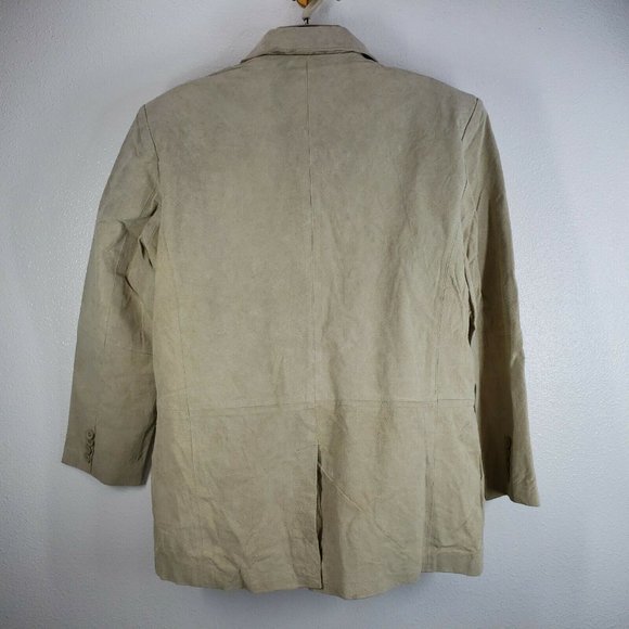 Haband Lions Den Leather Jacket‎ Mens Large Beige Lined Blazer Sport coat - Picture 7 of 10